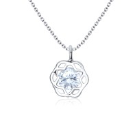 Flower Star CZ Silver Necklace SPE-3205